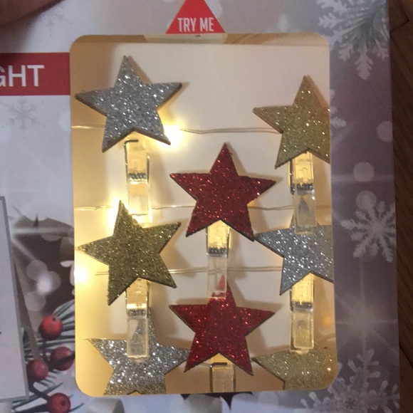 NWT Glitter Stars string lights with photo clips - Picture 2 of 4